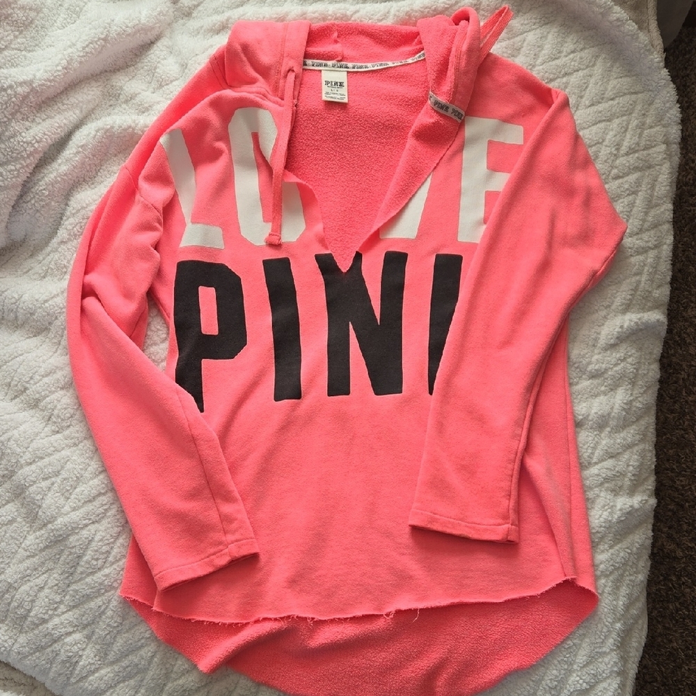 Pink Hoodie with Bold Lettering